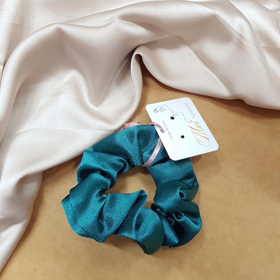 Dây buộc tóc Scrunchies vải lụa satin kim sa