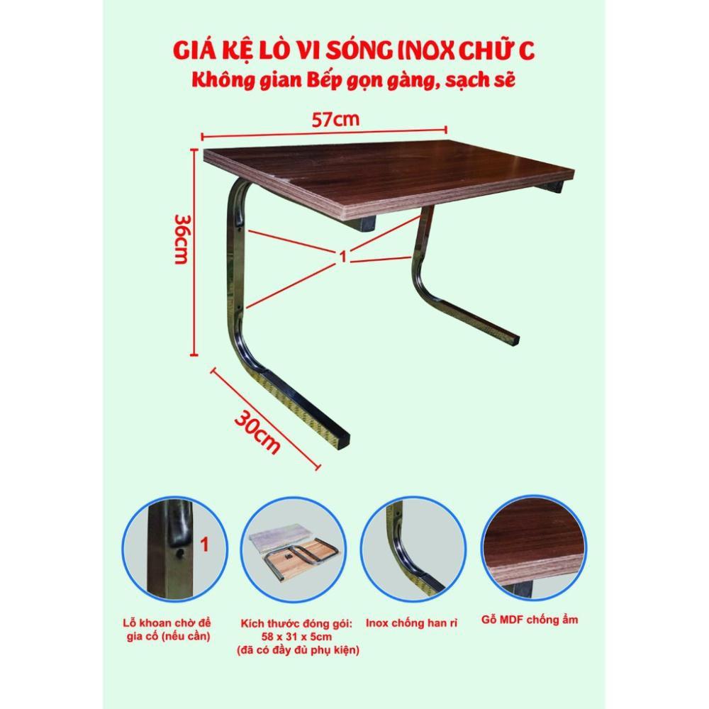 Kệ Để Lò Vi Sóng Chữ C 2 Tầng Mặt Gỗ MDF (kích thước 36x57x30)