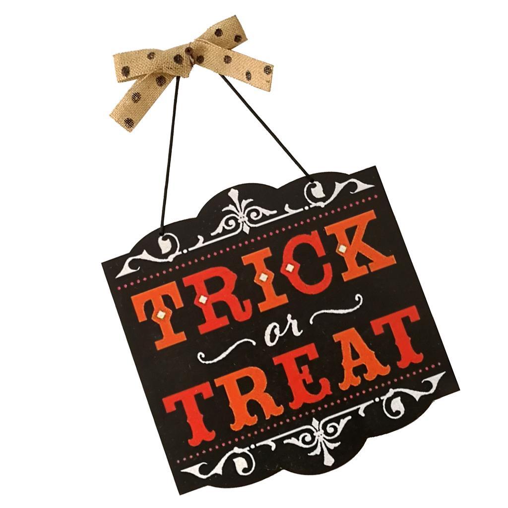 Hình ảnh Trick or Treat Hanging Sign Wood Plaque Halloween Party Home Party Decor