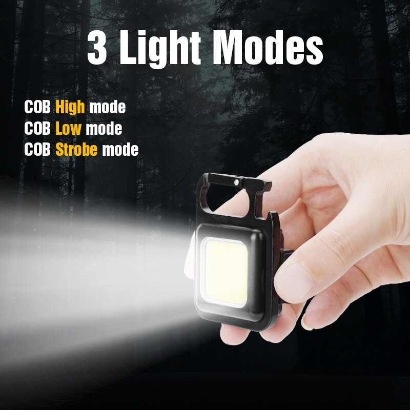 Đèn LED Mini Móc Khóa - Đèn Pin COB - Đèn Pin Dã Ngoại - Sạc USB Tiện Dụng