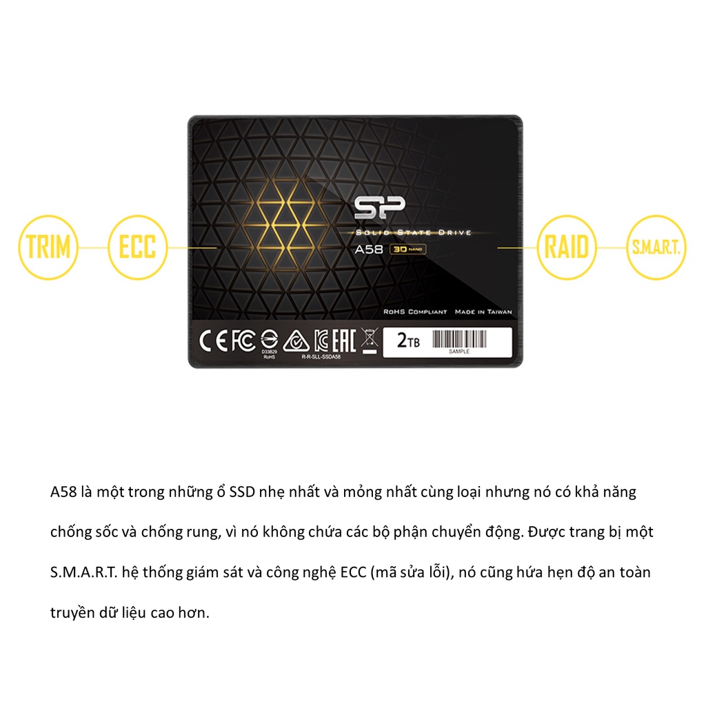 [Hàng Chính Hãng] Ổ cứng SSD Silicon Power A58 128GB/256GB/512GB (SATA III/2.5 inch)