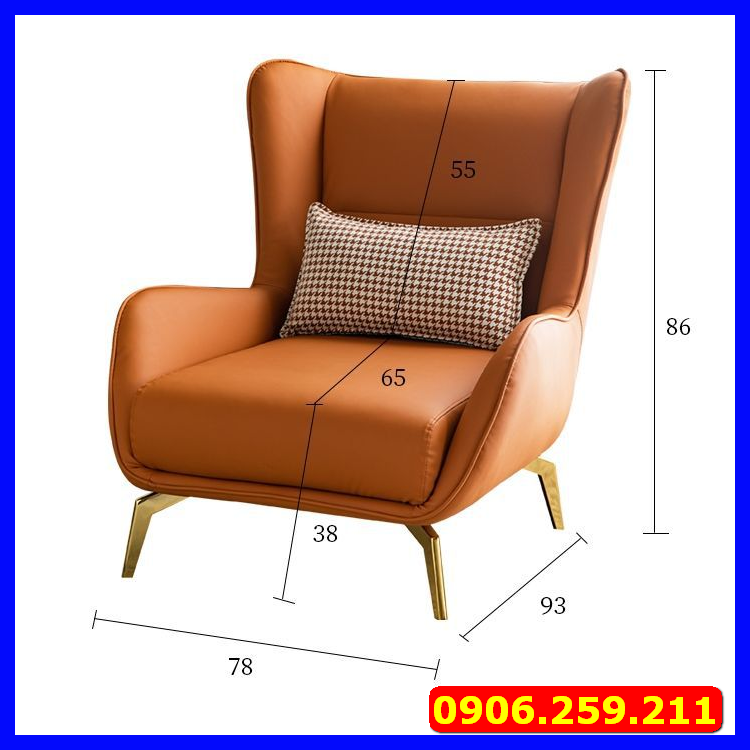 Ghế Sofa Da Pu cao cấp - Ghế Sofa thư giãn kèm đôn - Ghế Sofa phòng khách mang phong cách Bắc Âu