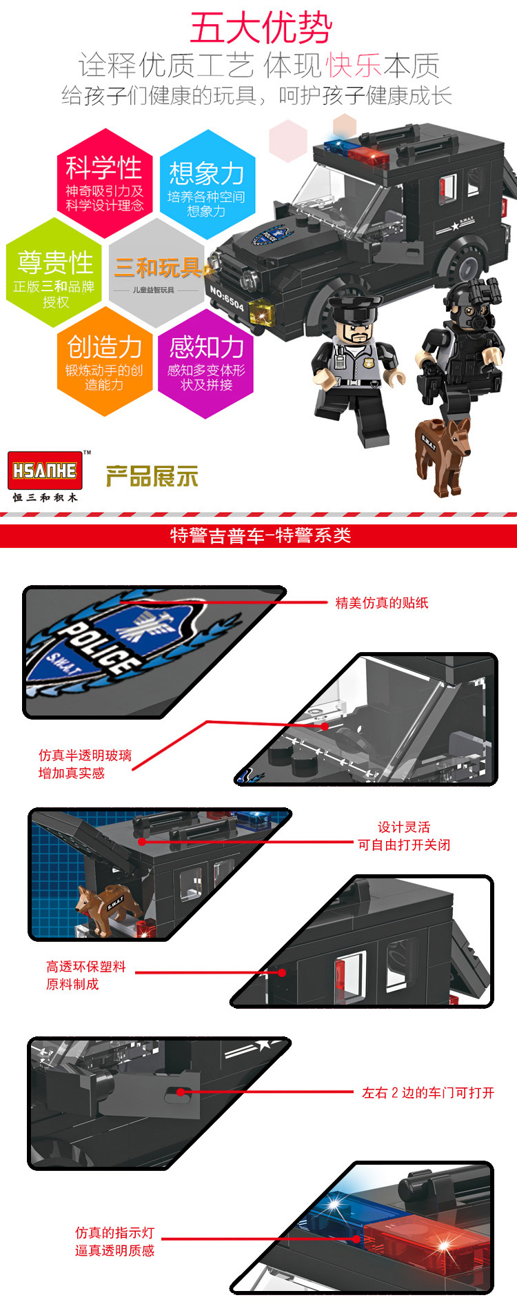 Bộ Đồ Chơi Lắp Ráp Xe Cảnh Sát Đặc Nhiệm Dành Cho Trẻ Trên 6 Tuổi
