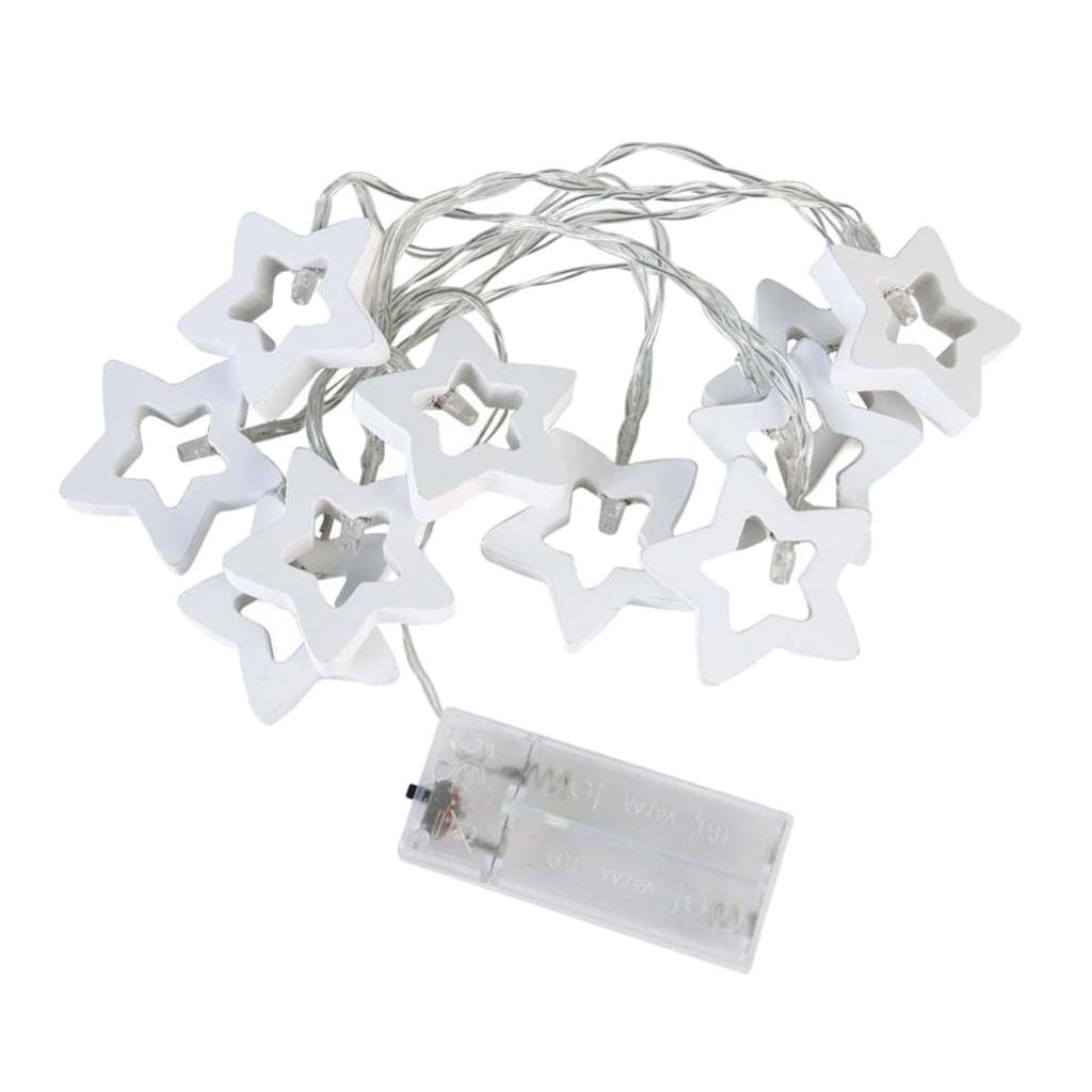 Đèn trang trí Giáng sinh Ngôi sao bằng gỗ 10 đèn LED Quà tặng Đèn dây Xmas