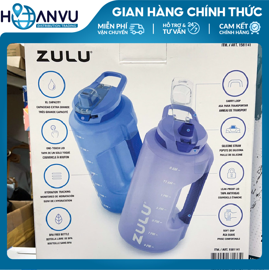 Bình Nước Thể Thao Nhựa Zulu Goals Half Gallon Plastic Jug, 4 màu