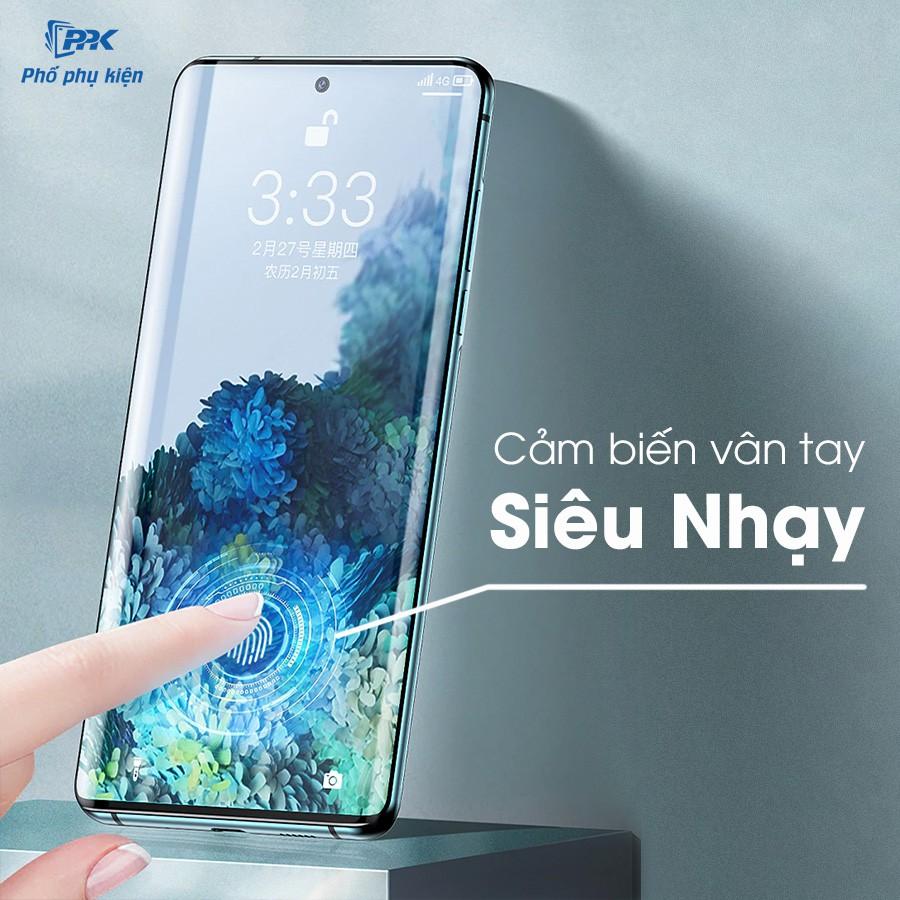 Miếng dán cường lực danh cho Samsung S21 Ultra, S21 Plus, S21 Full 2 mặt trước sau, dùng cảm biến vân tay siêu nhạy như chưa dán