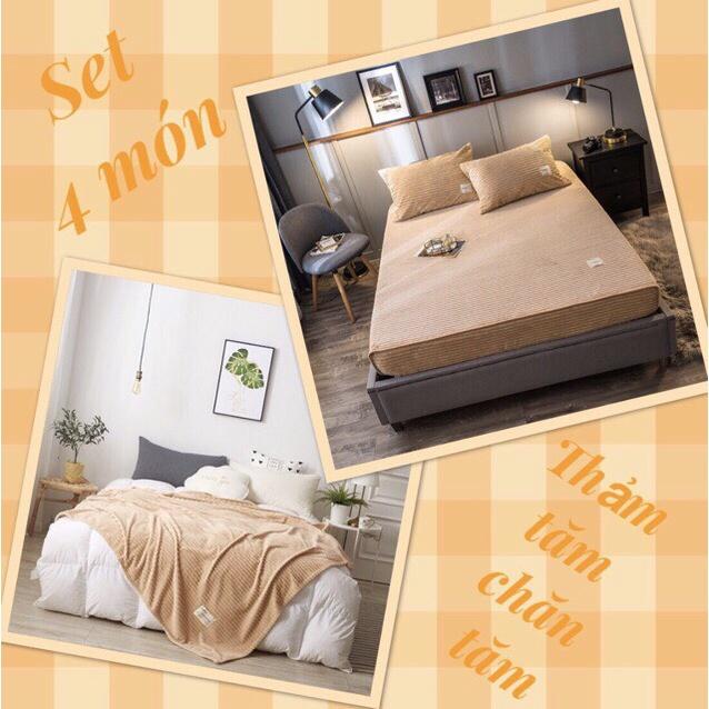 Bộ ga gối nỉ nhung tăm hàng dày loại 1