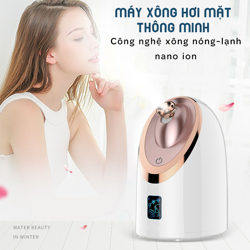 Máy Xông Hơi Mặt Nóng Lạnh Thông Minh Cao Cấp-6 chế độ xông, công nghệ xông nano ion