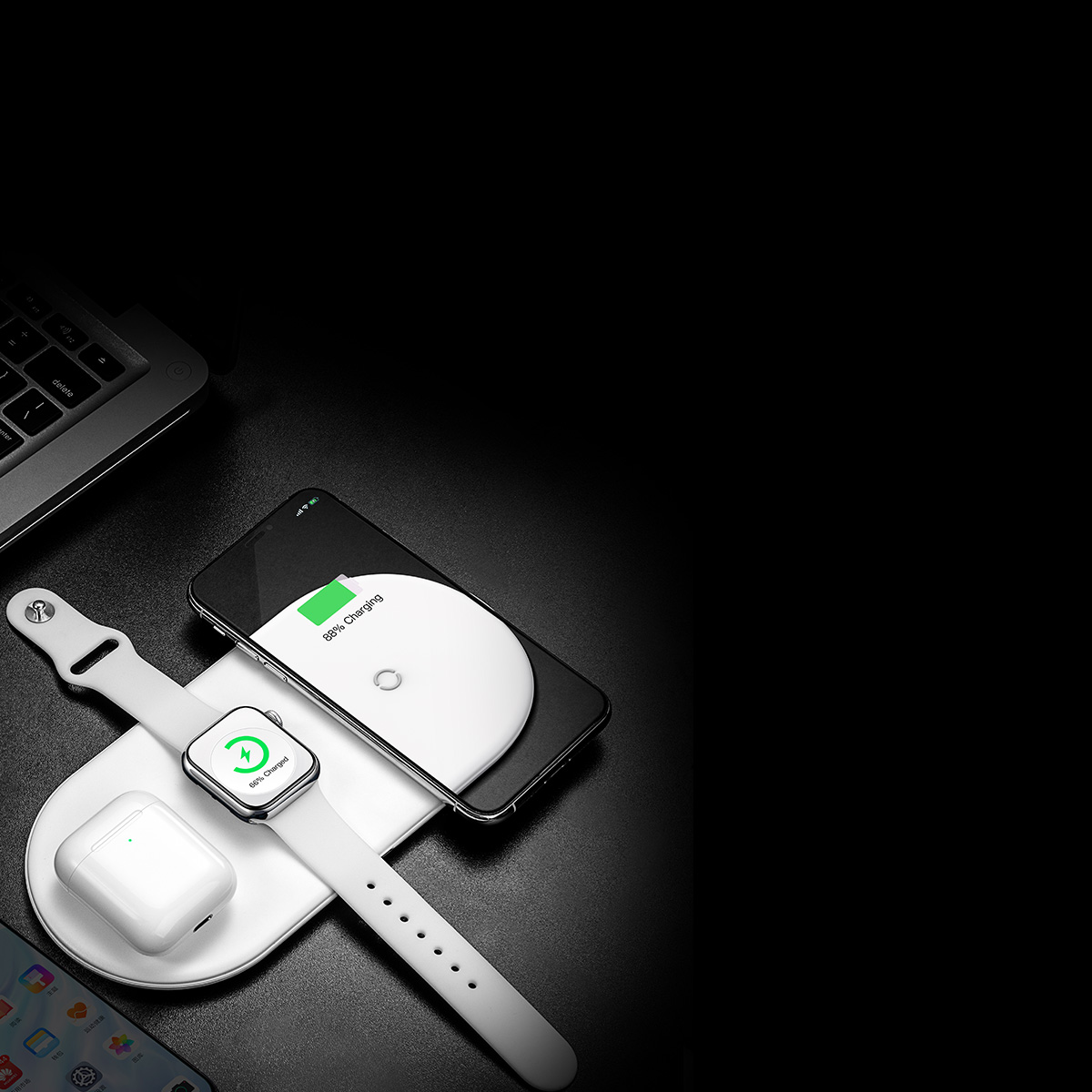 Sạc nhanh không dây 18W đa năng 3 in 1 ( iPhone/Apple Watch/Airpods) Baseus - Hàng chính hãng
