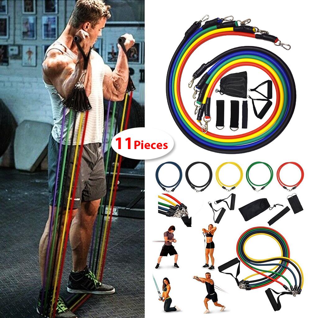 12 Pieces Resistance Bands Set with Handles Ankle Straps Workout Exercise Loop