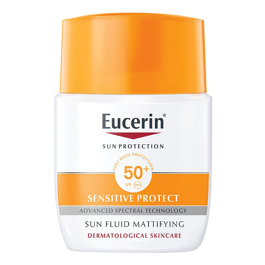 Kem Chống Nắng Không Gây Nhờn Rít Cho Da Thường Và Da Hỗn Hợp Eucerin Sun Fluid Mattifying Face Spf50+ (50Ml) - tặng nước tẩy trang Dermato Clean (125ml)