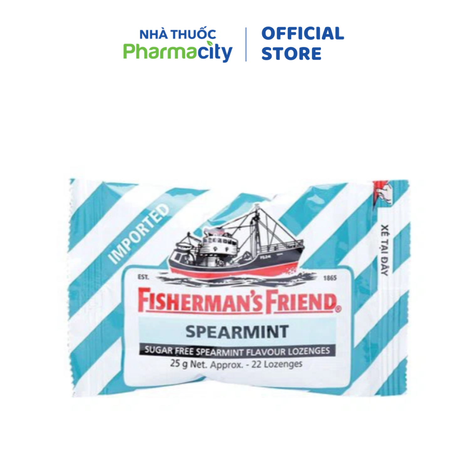 Kẹo cay con tàu FISHERMAN'S FRIEND không đường vị lục bạc hà (25g)