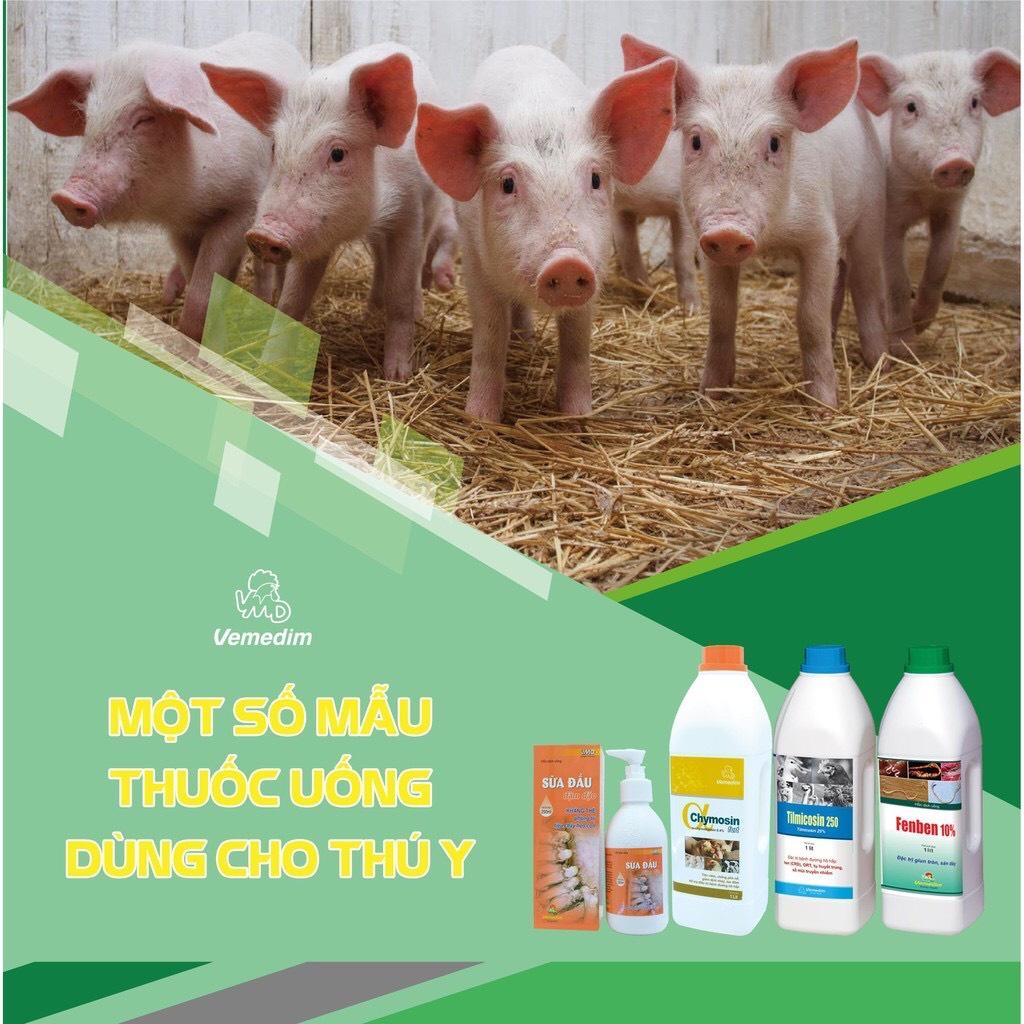 Tilmicosin 250 Vemedim - Kháng sinh phòng hô hấp cho heo, bê, nghé, gà, chai 1lit