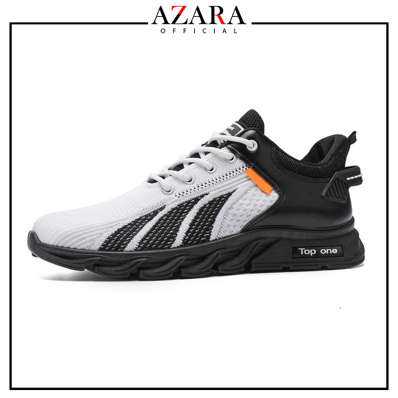 Giày Thể Thao Nam AZARA - Sneaker Màu Đen Trắng - Đen, Giày Thể Thao Đế Êm , Vải Thoáng - G5030