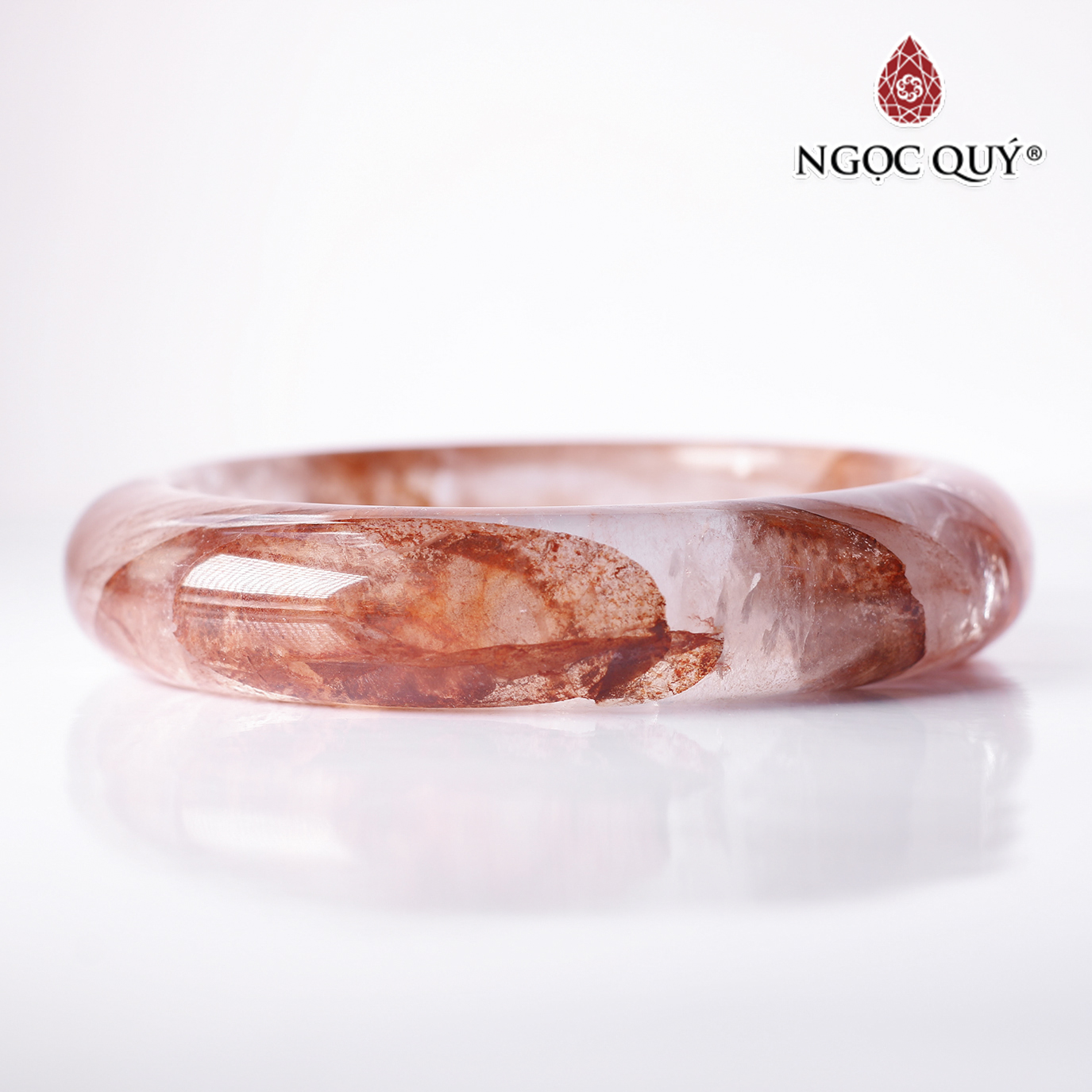 Vòng thạch anh ưu linh đỏ cam liền khối đường kính 54mm mệnh hỏa thổ - Ngọc Quý Gemstones