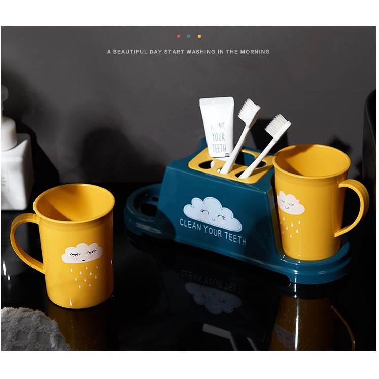 Kệ đựng bàn chải đánh răng 2 cốc hình đám mây HT005 - Giao Ngẫu Nhiên