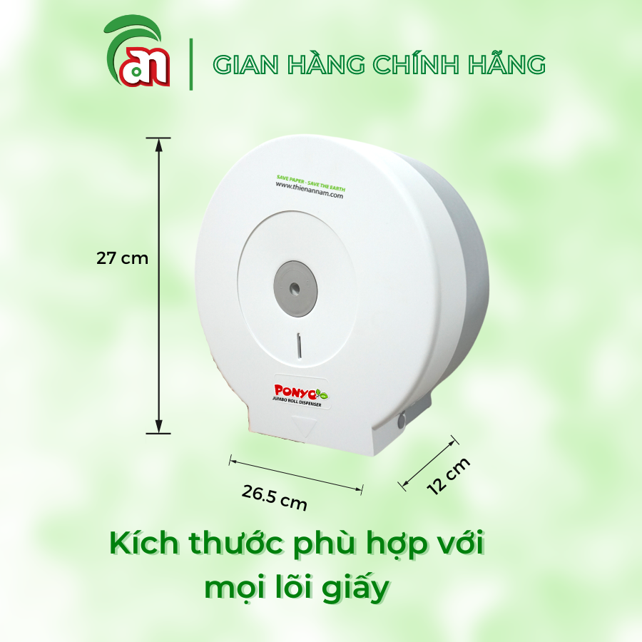 Hộp đựng giấy vệ sinh cuộn lớn, hộp đựng giấy vệ sinh nhà tắm PONYO tròn cao cấp - Thiên An Nam paper