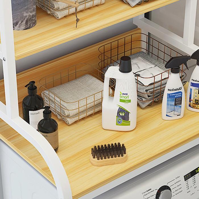 Kệ máy giặt cửa ngang 3 tầng khung sắt chắc chắn - Kệ sau bồn cầu toilet nhiều ngăn tầng để đồ nhà tắm dầu gội, bột giặt