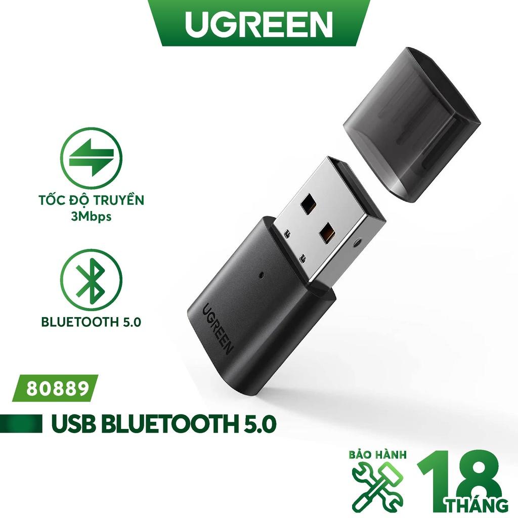 Thiết bị USB thu phát Bluetooth 5.0 UGREEN 80889 cho máy tính laptop - Hàng Chính Hãng - Bảo Hành 18 Tháng