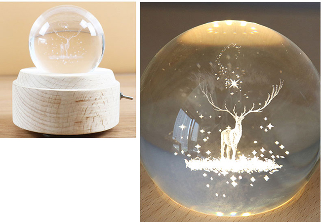 hộp nhạc quả cầu pha lê 3d