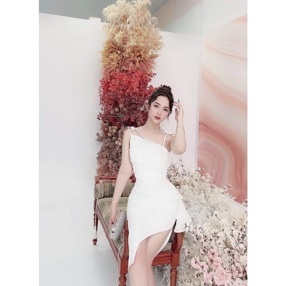 Đầm váy nữ body lệch vai nhún eo 4 màu sắc sang chảnh giúp nàng nổi bật dạ tiệc, dự tiệc cưới.