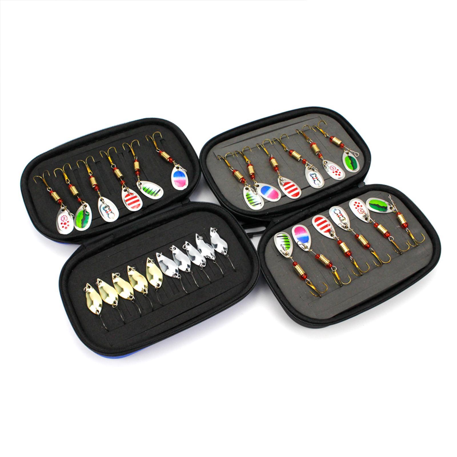 12x Fishing Lures Spinner Bait Metal Fishing Hooks Fishing Spoons Lures Artificial Baits Fishing Bait Metal Spinner Baits Kit for Trout Bass