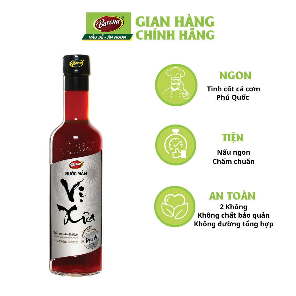 Combo 5 chai Nước Mắm Phú Quốc Cao Cấp Vị Xưa Barona 20 độ đạm 500ml