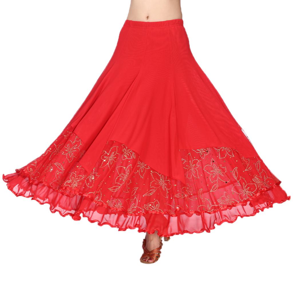 Women’s Flamenco Ballroom Dance Skirt Full Circle Swing Skirt Costume