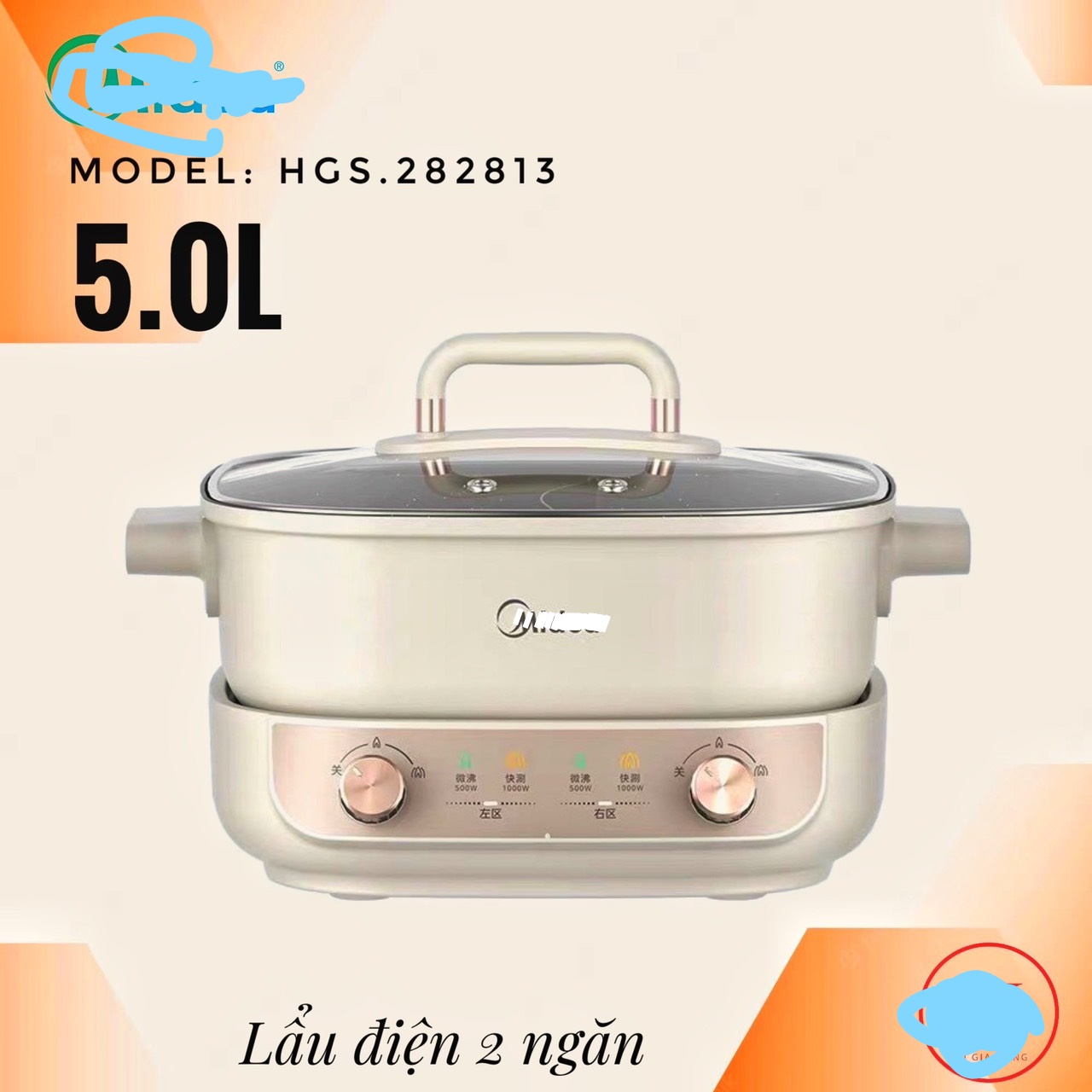 Nồi lẩu điện hai ngăn Mi.dea MC-HGS282813 Hàng chính hãng