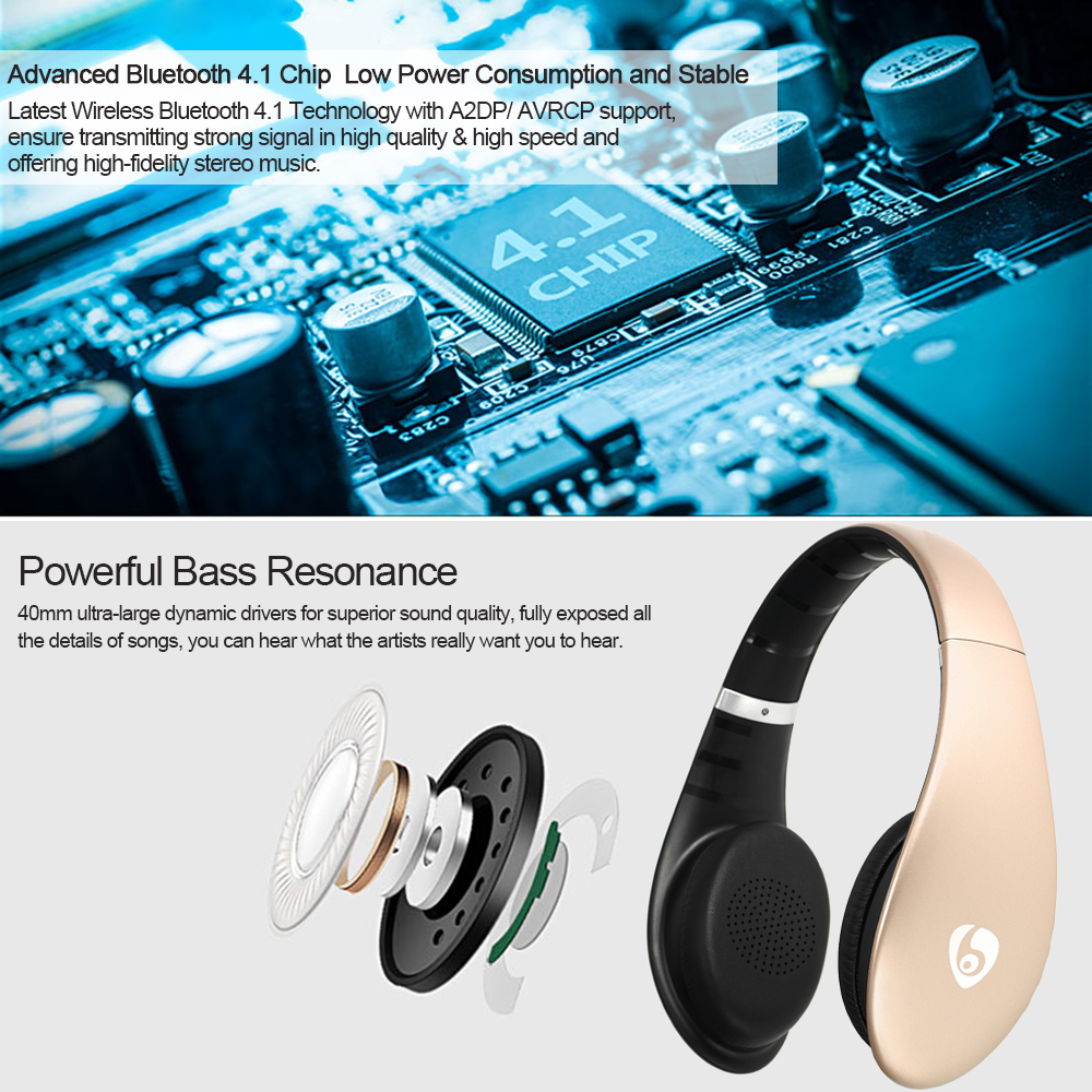 Tai Nghe Ngoài MP3 S66 Âm Thanh Nổi Bluetooth 4.1 Thẻ TF Mic Màu Hồng Đen