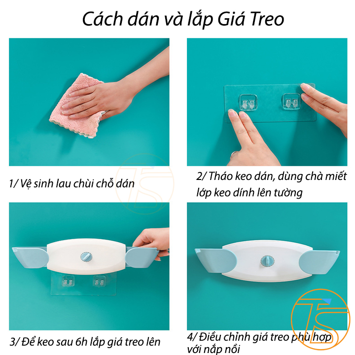 Giá Treo Nắp Nồi Dán Tường Điều Chỉnh Được Độ Rộng Phù Hợp Với Nhiều Kích Thước Nắp Trong Nhà Bếp