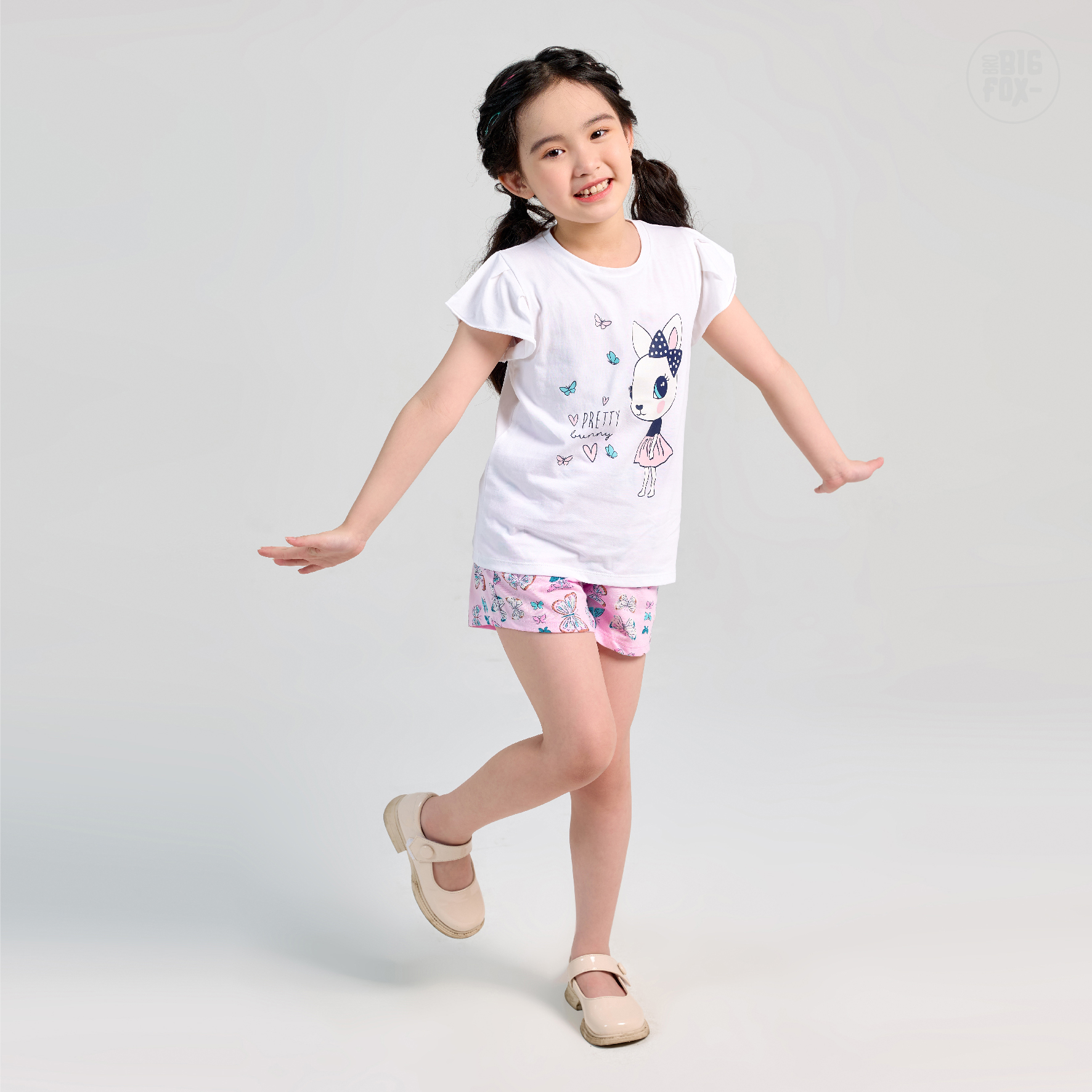 Bộ Bé Gái Miss Meow Bộ Cộc Tay Cho Bé Mùa Hè Chất Cotton In Hình Thỏ Pretty, Size 3,4,5,6,7,8,9,10,11 Tuổi