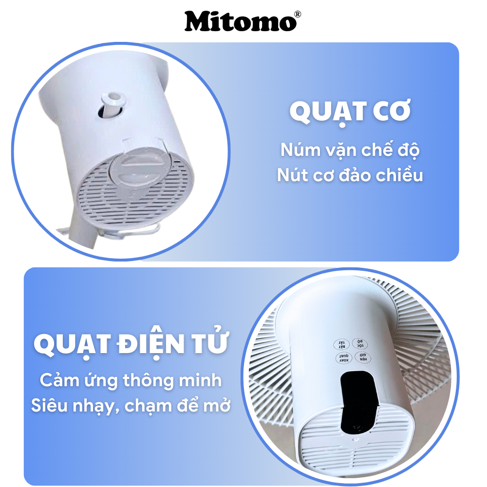 Quạt đứng cao cấp Mitomo FCE-60AE MAX – Điều khiển phím cơ, 3 tốc độ gió hàng chính hãng