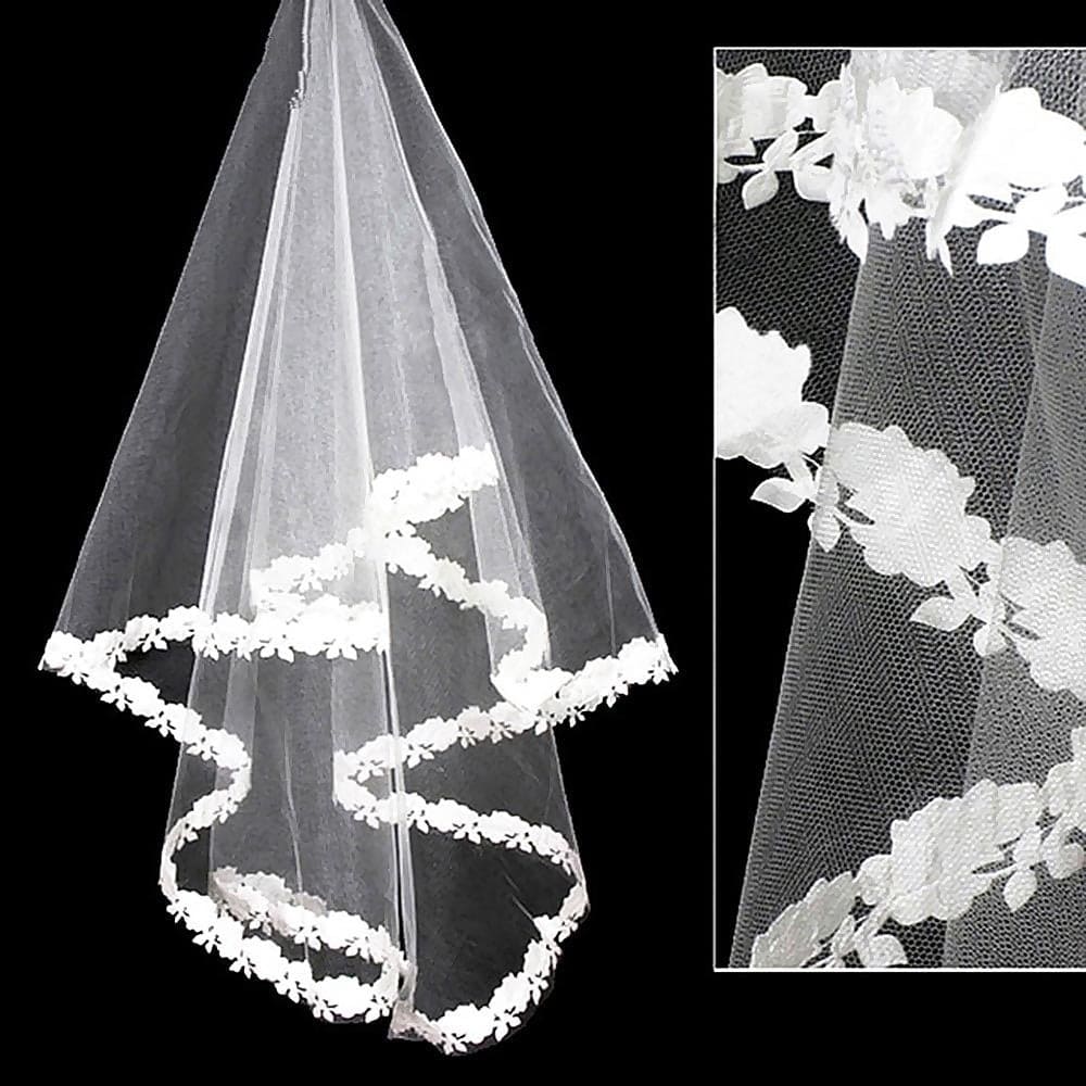 Voan cài tóc, Mạng che mặt dạng miếng cho Cô dâu và Dạ hội, đi tiệc, sự kiện màu trắng kem viền ren