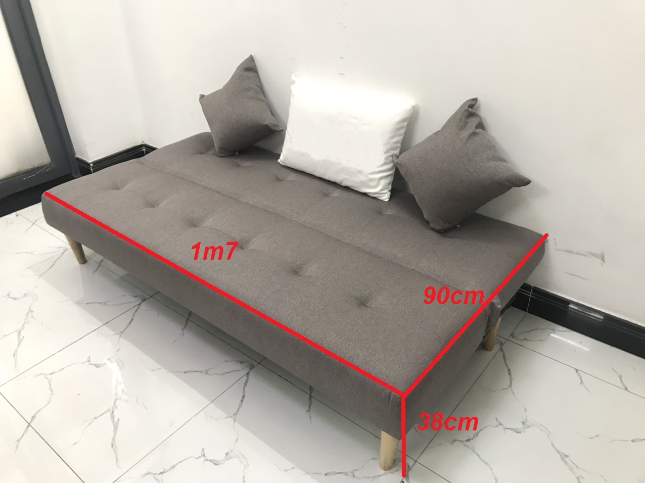 Bộ ghế sofa giường 1m7x90, sofa bed, sofa vải phòng khách, salon linco12  sô pha