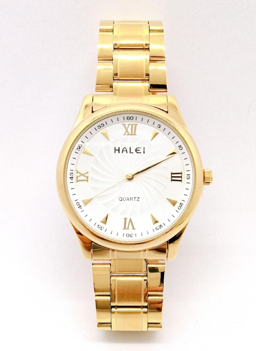 Đồng hồ Nam Halei  HL 489 + Tặng Combo TẨY DA CHẾT APPLE WHITE PELLING GEL BEAUSKIN chính hãng - Vàng