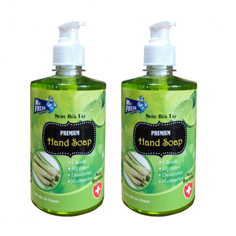 Combo 2 chai nước rửa tay Hand Soap 500ml Hương Xả Chanh