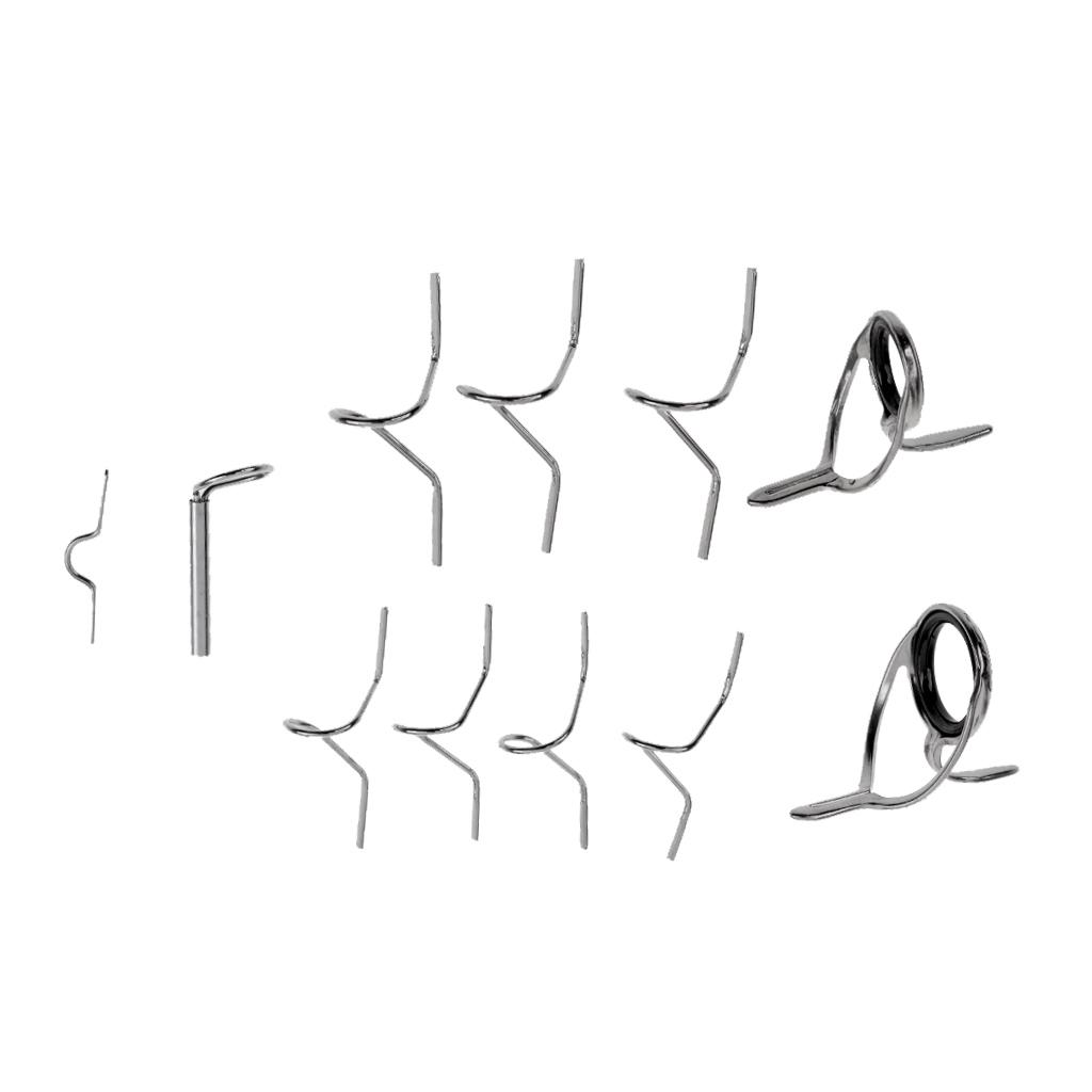 Fly Fishing Rod Guide Tip Repair Kit Set DIY Eye Rings Different Size Stainless Steel Frames Fly Rod Guide Set