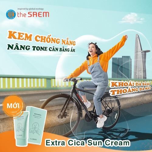 Kem Chống Nắng Chiết Xuất Rau Má, Nâng Tone, Cân Bằng Ẩm the SAEM Eco Earth Extra Cica Sun Cream 50g