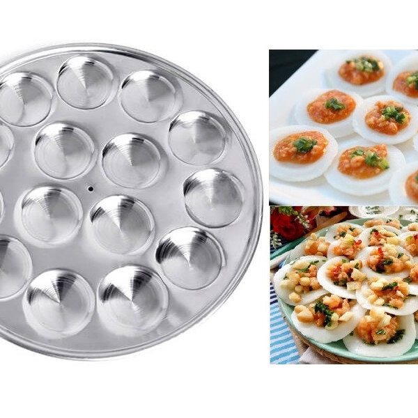 Combo 2 khuôn inox làm bánh bèo bánh bò 15 Lỗ