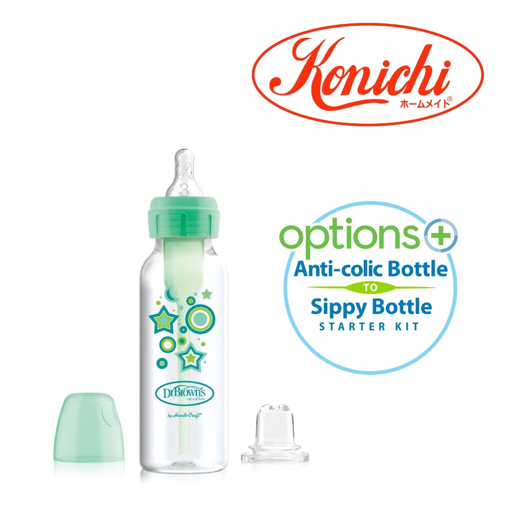 Bình sữa Dr.Brown's cổ thường 250ml nhựa PP Options Plus dòng chuyển đổi 2 giai đoạn