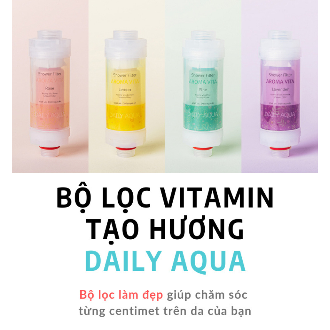 Lõi Lọc Vòi Sen Vitamin Daily Aqua, Loại Bỏ Clo, Tạo Mùi Thơm - Hương Hoa Hồng