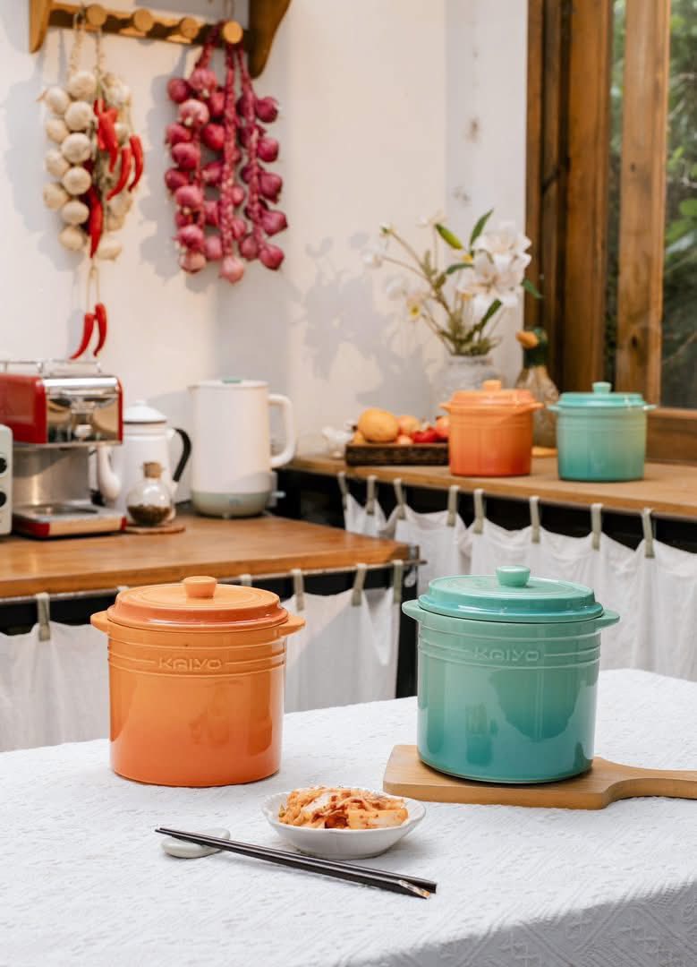 HŨ GỐM CẦU VÒNG KAIYO 1,5L - Đường kính 15cm, cao 16cm Hàng chính Hãng