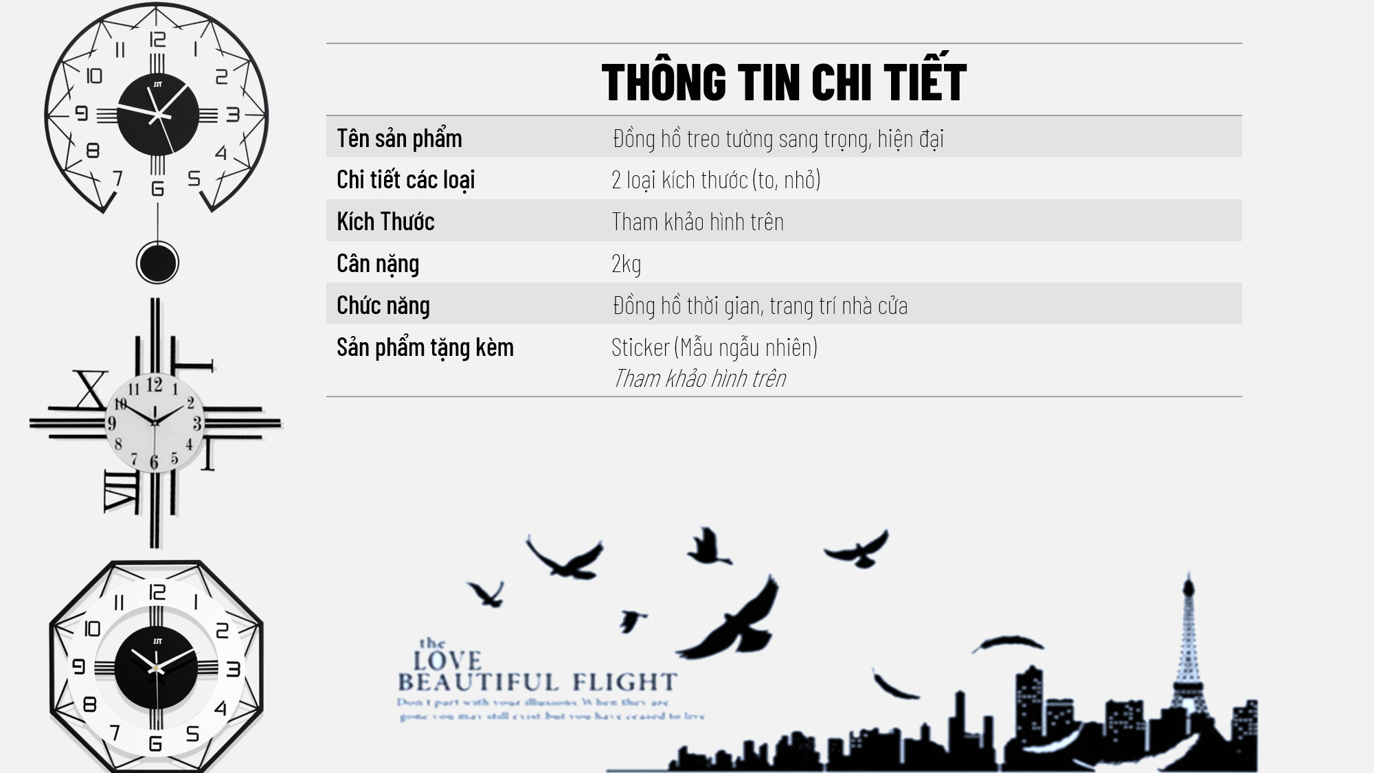 Đồng Hồ Treo Tường - Mẫu Đa Dạng - Đồng Hồ Con Lắc - Đồng Hồ Bát Giác - Đồng Hồ Thanh Ngang Số La Mã, hợp kim, nhựa pvc thân thiện môi trường, có pin aa kèm