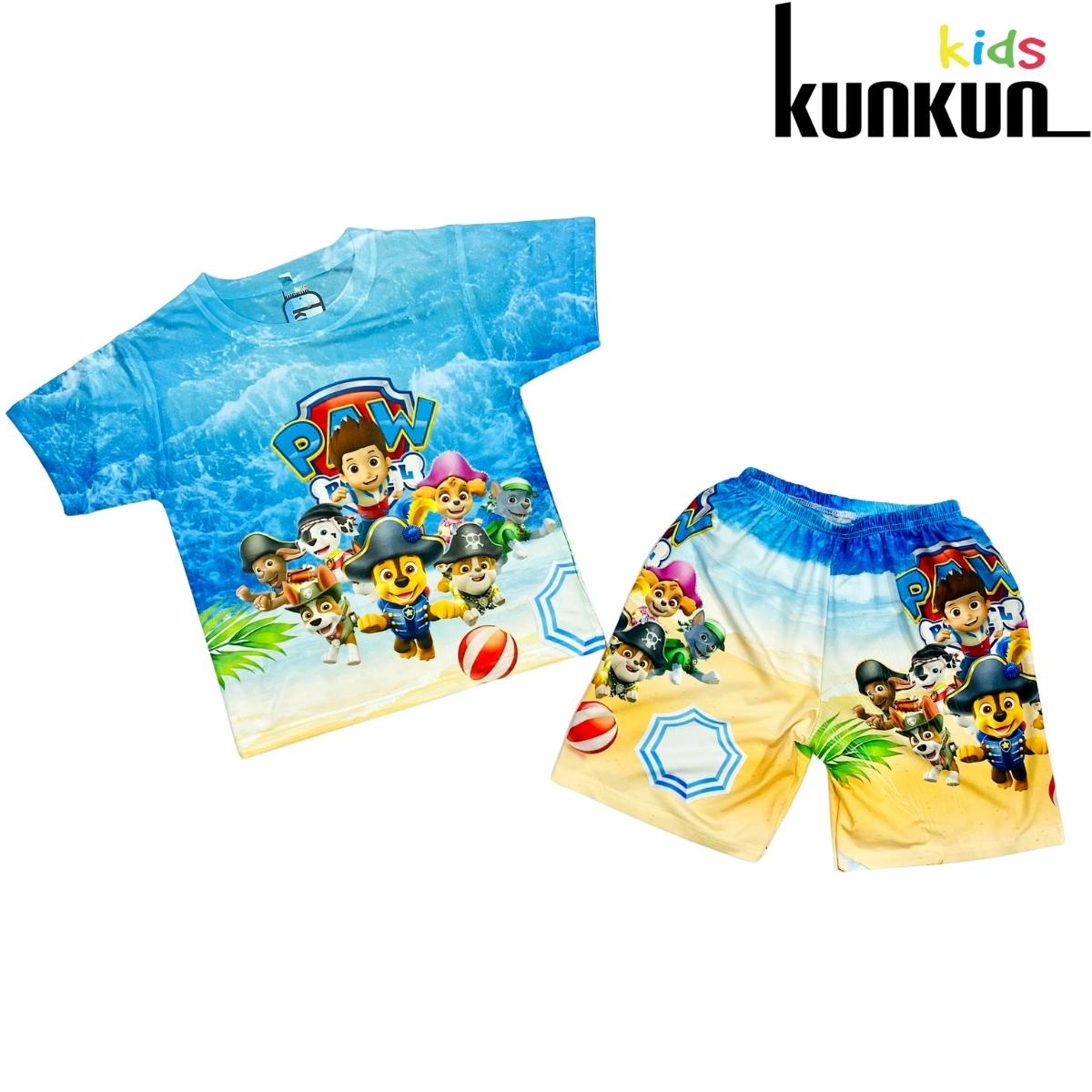 Quần áo trẻ em KUNKUN TP805 chó cứu hộ paw patrol cho bé trai size đại từ 10-60kg thun lạnh thoáng mát co giãn 4 chiều