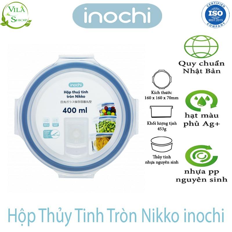 Hộp Thực Phẩm, Hộp Thủy Tinh Chịu Nhiệt Hình Tròn, Thủy Tinh Cao Cấp Inochi Sử Dụng An Toàn Trong Lò Vi Sóng