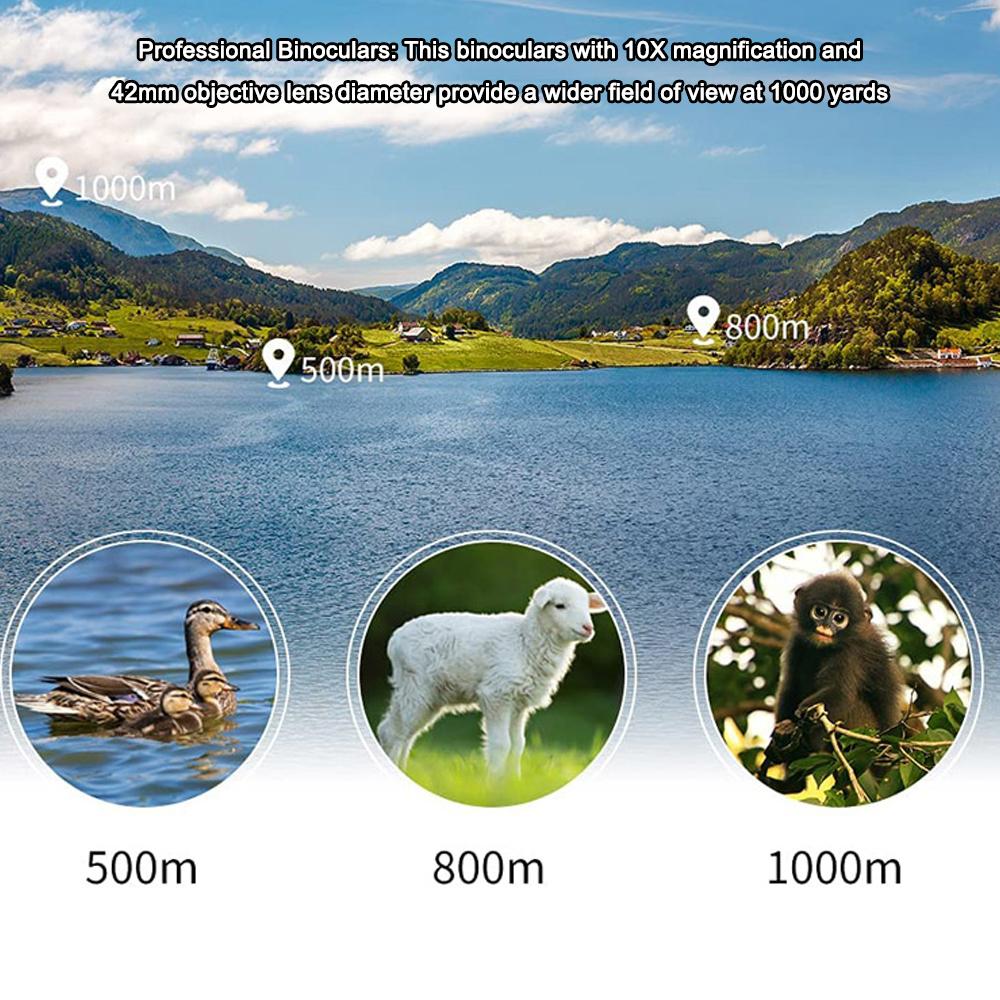 Handheld Portable Binoculars Telescopes 10X Magnify Powerful Binoculars Outdoor Sports Huntings Travelling Boating Birds Watching Waterproof Telescopes