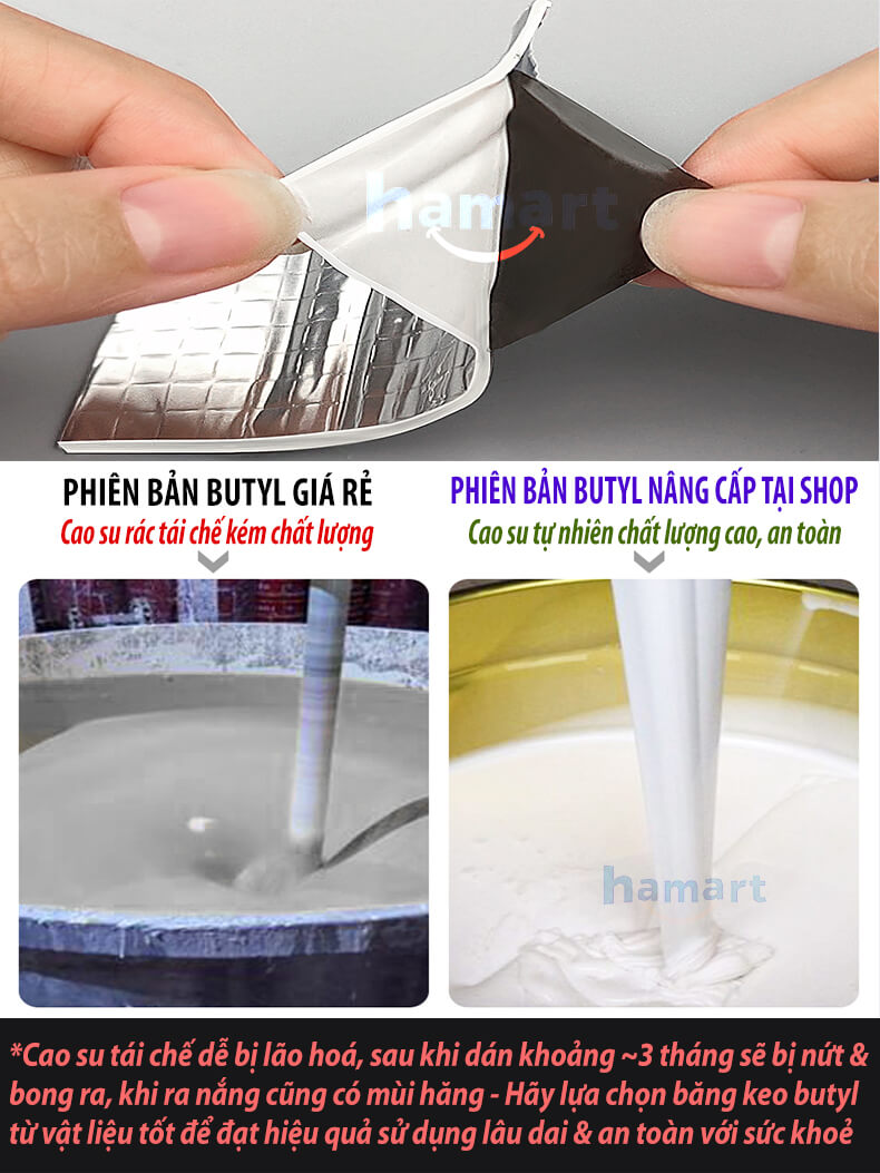 Băng Keo Chống Thấm Nước Butyl Dán Mái Tôn Chống Dột Vá Đường Ống Tường Sửa Chữa Nhà Cửa Siêu Dính