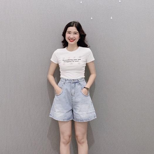 Quần short Jean lưng cao, quần bò ống rộng có bigsize tới70kg (JN)