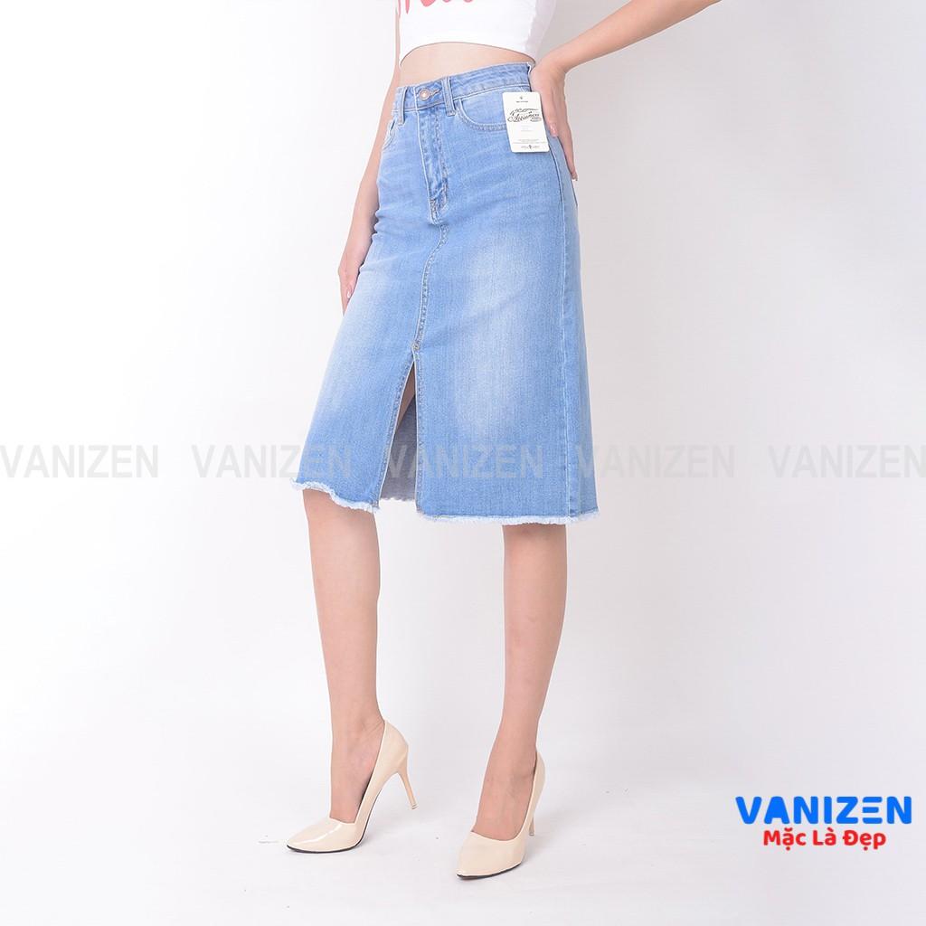 Chân váy jean nữ đẹp lưng cao dáng dài trơn hàng cao cấp mã 468 VANIZEN